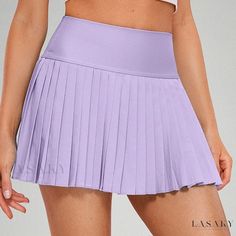 Lasaky - Womens Pleated Casual Sports Skirt, Quick-Drying Tennis Skort with Built-in Shorts, Anti-Exposure Fitness Mini Skirt Stretch Pleated Sports Skirt, Sports Stretch Pleated Skirt, Stretch Pleated Skirt For Sports, High Waist Sporty Skirt In Specific Color, Sporty High Waist Solid Color Skirt, Sporty High Waist Solid Skirt, Pleated Skirted Sports Bottoms, Sports Stretch Pleated Bottoms, Stretch Pleated Sport Bottoms