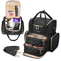 Portable & Stylish - Byootique 11"x9"x13" Nail Polish Carrying Bag features 2 removable bags, a large compartment and 4 pockets for organizing nail tools, perfect for nail technicians to use with other manicure cases for door-to-door service, mobile nail art station, business trip, etc.; Features classic black with diamond pattern for delivering a stylish look never goes out of style. Removable Nail Polish Bag - Comes with 2 removable bags with detachable & soft padded dividers for holding up to Multifunctional Portable Rectangular Cosmetic Storage, Multifunctional Large Capacity Rectangular Cosmetic Storage, Black Rectangular Cosmetic And Toiletry Storage For Daily Use, Multifunctional Black Rectangular Cosmetic Bag, Portable Black Rectangular Cosmetic Storage, Black Portable Rectangular Cosmetic Storage, Nail Polish Case, Soft Nail, Mobile Nails