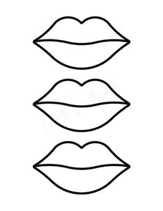 black and white outline lips templates Lips Stencil, Stencil Simple, Lip Stencil, Lips Printable, Lips Cartoon, Lip Outline, Red Lipstick Kisses, Printable Heart Template