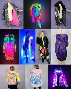 Let me make you the festival / rave / statement coat of your dreams!  I will turn your ideas into a custom design made just for you. Completely customizable!  The photos are from some of my past customs, but your design is not limited to what you see here. My festival coats are convertible! They come with internal straps to wear the coat like a backpack when it gets too hot on the dance floor. After receiving your order, I will get in touch with you to select fur and lining colors and decide on special features. Some features, such as a chain adornment, ears, or sequin patchwork, will be an additional charge. [You can purchase add-on features for your coat here: https://www.etsy.com/listing/1376511351/custom-festival-coat-add-ons] You'll get to choose every aspect of your coat, or I will b Fantasy Winter Party Costumes, Fantasy Outerwear For Costume Parties And Cosplay, Fantasy Outerwear For Cosplay And Costume Parties, Multicolor Winter Outerwear For Costume Party, Multicolor Outerwear For Winter Costume Party, Festival Coats, Rave Costume, Rave Costumes, Statement Coat