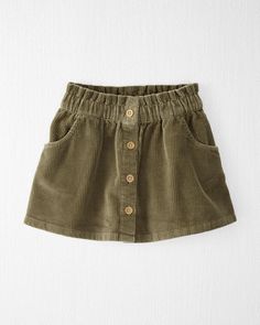 Toddler Organic Cotton Corduroy Button-Front Skirt from carters.com. Shop clothing & accessories from a trusted name in kids, toddlers, and baby clothes. Cordory Skirt Outfit, Christmas Skirt Outfit, Rust Skirt, Fall Adventures, Light Grey Leggings, Toddler Girl Fall, Christmas Skirt, Button Front Skirt, Baby Skirt