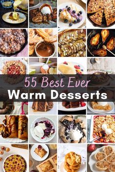 Collage of the best ever warm dessert recipe ideas, including puddings, warm cakes, galettes, cobblers, crumbles, crisps, pies, tarts, pastries and more! Quick Hot Desserts Easy Recipes, Hot Puddings Desserts, The Country Cook Recipes Desserts, Cold Day Baking Ideas, Easy Hot Dessert Recipes, Rainy Day Recipes Desserts, Winter Deserts Easy, Desserts For Sunday Dinner, Winter Sweets Desserts