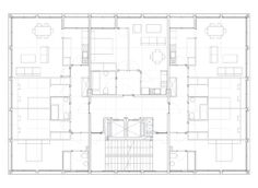 the floor plan for an office building with multiple rooms and two floors, all in one room