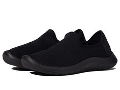 Arcopedico Gaia - Women's Shoes : Black : Verified vegan construction. ; Put every step with lightweight and comfortable Arcopedico Gaia shoes. Breathable textile upper. Textile lining. Removable textile insole provides cushioning and support with every step. Round toe silhouette. Slip-on style. Synthetic outsole construction for traction. Made in Portugal. Single shoe weighs 9 oz. Arcopedico guarantees that vegans can wear these shoes proudly since no animal products were used in the manufactur Lightweight Non-slip Black Sneakers, Lightweight Black Synthetic Walking Shoes, Comfortable Black Sneakers With Arch Support, Black Flat Sole Walking Shoes For Sports, Lightweight Black Sneakers With Rubber Sole, Comfortable Black Walking Shoes With Rubber Sole, Black Walking Shoes With Rubber Sole, Black Flat Walking Shoes For Sports, Black Non-slip Flat Walking Shoes