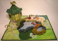 a cake made to look like a farm scene with animals and people in the yard