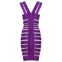 Bandage Halter V-Neck Crystal Cocktail Party Dress Purple Sheath Midi Dress For Party, Purple Sheath Dress For Night Out, Purple V-neck Bodycon Party Dress, Purple Bodycon Evening Dress, Purple V-neck Bodycon Dress For Party, Purple Bodycon Dress For Evening, Purple V-neck Dress For Party Season, Purple V-neck Club Dress, Purple Sheath Bodycon Evening Dress