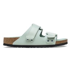 Uji Nubuck Leather Surf Green | BIRKENSTOCK Modern Sandals With Adjustable Single Toe Strap, Adjustable Double Strap Everyday Sandals, Adjustable Double Strap Sandals For Everyday, Modern Double Strap Sport Sandals With Adjustable Strap, Everyday Leather Sandals With Adjustable Strap, Modern Double Strap Footbed Sandals For Spring, Modern Double Strap Sandals For Spring, Modern Sandals With Textured Footbed For Everyday, Everyday Sandals With Leather Footbed And Double Strap