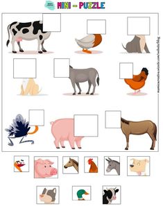 the farm animals and their names are shown in this worksheet