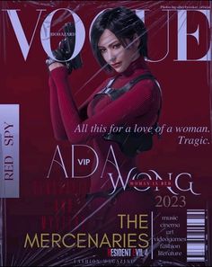 a magazine cover with an image of a woman in red