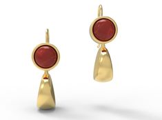 Our Flavia earrings are bold and stylish, with beautiful red garnet stone set into a round bezel, below which hangs a striking and solid wedge-shaped geometric ring. These earrings are based on an example found at Pompeii, from the first century AD. They feature the Roman hook at the back, but are also available with a post back. "Flavia" was the name of an important plebeian family, or gens, in ancient Rome. Over time, its members held such important posts as Tribune of the Plebs (fourth centur Rome Antique, Jewelry Catalog, Gold Clips, Geometric Ring, Garnet Stone, Pompeii, Ancient Rome, Red Garnet, Stone Settings