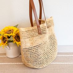 Elena Handbags Women's Large Soft Raffia Woven Summer Straw Tote Natural Woven Bucket Bag For Daily Use, Handwoven Tote Beach Bag For Everyday Use, Everyday Handwoven Tote Beach Bag, Everyday Handwoven Beach Bag With Double Handle, Everyday Handwoven Tote Bucket Bag, Handwoven Beach Bag For Everyday Use With Double Handle, Jute Bucket Bag With Braided Handles For Everyday Use, Everyday Use Handwoven Beach Bag With Double Handle, Handwoven Tote For Everyday Use