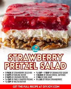 the flyer for strawberry pretzel salad