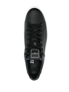 black calf leather logo patch at the tongue round toe front lace-up fastening branded insole flat rubber sole The Tongue, Leather Logo, French Design, Couture Collection, Luxury Retail, Rick Owens, Sneakers Black, Luxury Boutique, Embossed Leather