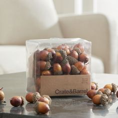 some acorns are in a bag on the table