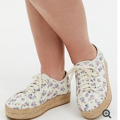 Ivory Floral Canvas Espadrille Sneaker (Ww) - Torrid. New! I Just Try On! Size 7w, They Came Big, They Probably Will Fit 8 1/2 Or 9. Original Price $55.50. Espadrille Sneakers, Floral Canvas, Try On, Flat Shoes Women, Loafer Flats, Pink White, Espadrilles, Loafers, Women Shoes