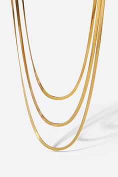 LOVCIA Triple-Layered Snake Chain Necklace Ghost Mannequin, Computer Basic, Measure Ring Size, Layered Chain Necklace, Snake Chain Necklace, Aesthetic Picture, Picture Style, Layered Chains, Stainless Steel Necklace