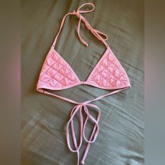 Nwot!! Worn Once As A Top. Super Cute Baby Pink Fitted Triangle Top Swimwear For Vacation, Padded Sleeveless Swimwear For Summer, Padded Halter Top For Summer, Padded Fitted Swimwear, Summer Fitted Triangle Top Swimwear, Padded Triangle Top Swimwear For Vacation, Triangle Top Swimwear For Sunbathing, Padded Halter Neck Swimwear For Vacation, Fitted Halter Top For Sunbathing Beachwear