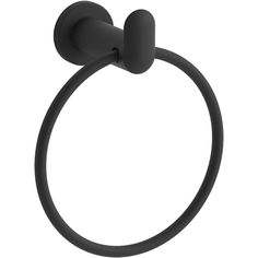 a black towel ring on a white background with the handle extended to it's side