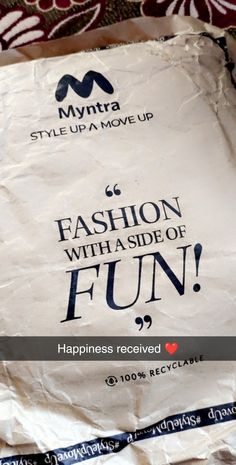 a piece of paper that has the words fashion with a side of fun on it