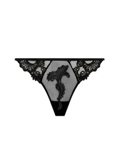 Sexy Thong Noir Dressing Floral - Lise Charmel USA Elegant String Fitted Bottoms, Elegant Stretch Lace String, Elegant Stretch String Lace, Sheer Lace Bottoms For Wedding, Sheer Lace Wedding Bottoms, Elegant String Bottoms With Contrast Lace, Elegant Bottoms With Contrast Lace, Elegant Sheer Stretch Lace, Sheer Lace Briefs