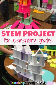 Teaching Second Grade's students absolutely love to work on STEM projects. This week’s stem activity was to build a house, or a structure, of cards. I got this activity from Brook Brown ~ Teach Outside the Box. It’s currently my favorite STEM project for elementary grades. Grade 4 Stem Challenge, Teacher Initiated Stem Activities, Build A House Stem Activity, Weblos Activities Projects, Stem Projects For 2nd Grade, Fun Third Grade Activities, Build A Tent Stem Activity