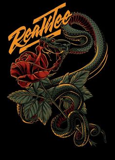 a snake and rose with the word reality on it