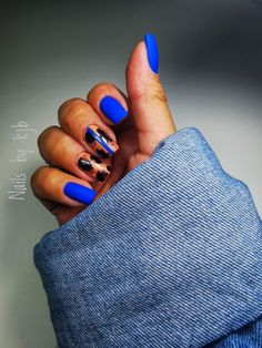 Nail Design On Blue Nails, Nail Art On Square Nails, Tabitha Brown Nails, Royal Blue And Orange Nails, Square Gel Nail Designs, Nails For Concert, Cute Homecoming Nails, Early 2000s Nail Designs, At Home Nail Designs