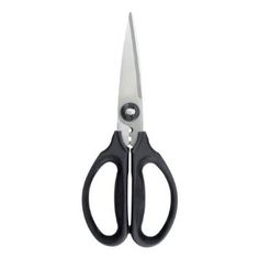 a pair of black scissors on a white background