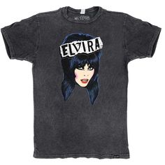 One way or another you need to get your hands on the Elvira Punk Pop Art Vintage Tshirt! This exclusive shirt features a pop art Mistress of the Dark inspired by punk rock icon Debbie Harry from Blondie. Printed on premium mineral washed tee to look just like your favorite vintage t-shirt. Hand printed and designed in Los Angeles by Elvira's Official Bootique. PLEASE NOTE: Vintage wash achieves its authentic look and feel through special dye and mineral wash processes, which create unique and na Edgy Graphic Print T-shirt For Alternative Fashion, Alternative Style Graphic Print Tops For Fans, Unisex Edgy Graphic Print T-shirt, Punk Style Graphic Fan Merchandise Top, Punk Style T-shirt With Screen Print For Alternative Fashion, Punk Graphic Design Top For Fan Merchandise, Alternative Style Fan Merchandise Graphic T-shirt, Washed Black Band Merch T-shirt With Graphic Print, Edgy Graphic Print T-shirt For Concert