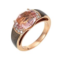 Victor Mayer Peacock Light Grey Enamel Ring in Rose Gold with 8 Diamonds Ring Peacock, 18k RG, vitreous enamel, 8 diamonds total 0.16 ct, G VS brilliant cut, pink tourmaline Reference: V1453/LG/06/00/103 Description: 18k rose gold Vitreous enamel: light grey Diamonds: 8 diamonds total 0.16 ct, G VS brilliant cut Gemstones / Pearls: pink tourmaline Measurements: Gemstone 12 mm x 10 mm Edition limited to: 300 pieces We offer this piece of jewellery in yellow, white and rose gold as well as a large Peacock Ring, Rose Gold Brown, Vitreous Enamel, Grey Diamond, Enamel Ring, Pearl Gemstone, Enamel Jewelry, Pink Tourmaline, Modern Jewelry