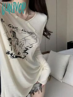 Lunivop Coquette Off Shoulder Beige T-shirts Women Y2k Style Irregular Long Sleeve Oversized Tops Korean Reviews Many Clothes 1Measurement In CM size Bust(cm) Body Length(cm) Sleeve(cm) S 82 59 49 M 86 60 50 L 90 61 51 XL 94 62 52 XXL 98 63 53 Please allow 1-3cm differs due to manual measurement. Please understand there will be color difference due to different display and light. Streetwear Cargo Pants, Y2k Jeans, Beige T Shirts, Summer Bodycon Dress, Oversized Top, Denim Mini Dress, Y2k Style, Mini Dress Party, Women's Fashion Dresses