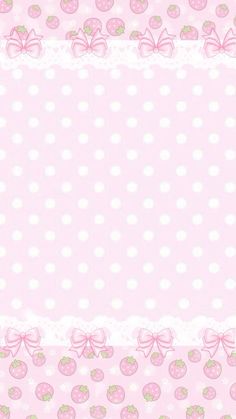 a pink background with polka dots and bows