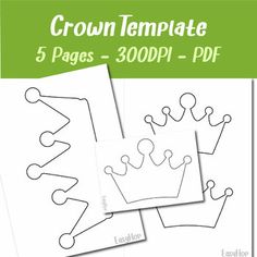 crown templates for kids to color and cut out with the word, 5 pages