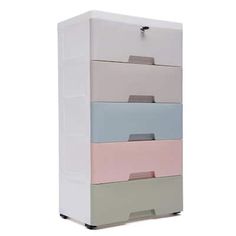 a multicolored drawer with five drawers