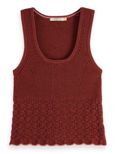 Elevate your knitwear collection with our relaxed fit pointelle knitted tank. This versatile piece effortlessly blends classic knitwear details with a contemporary relaxed fit, allowing you to express your individuality with ease. The intricate pointelle stitch adds a touch of texture and artistry, while the premium materials ensure comfort and durability. Embrace the joy of self-expression and let your unique style shine through in this eclectic masterpiece.71% Cotton, 29% Nylon Classic Knitwear, Knitwear Details, Knitwear Collection, Pointelle Knit, Knit Tank Top, Knit Tank, Knitted Tank Top, Knit Tanks, Unique Style