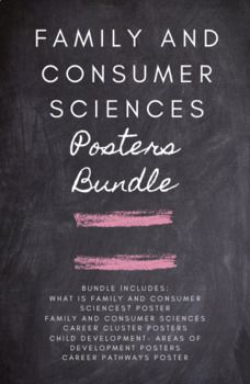 a chalkboard with the words family and consumer science's posters bundle written on it