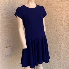 Beautiful Royal Blue Dress...Classic Shape With Full Skirt... Zips In Back...New With Tags. Measurements Lying Flat Under Arm To Under Arm 17 Inches Length 33 Inches Sleeve 5.5 Fits Like A 10 Blue Fitted A-line Mini Dress, Blue Stretch Lined Dress, Fitted Blue Short Sleeve Dress, Fitted Skirted Dress For Work, Blue Fitted Short Sleeve Dress, Fitted A-line Blue Mini Dress, Blue Dress With Fitted Waist For Spring, Blue Short Sleeve Stretch Dress, Blue Midi-length Dress With Fitted Waist