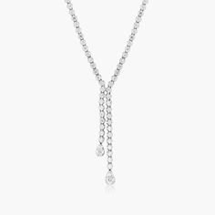 14K White Gold Lariat Diamond Necklace. This stunning lariat necklace will bring the sparkle and utmost elegance to your neckline. Luxury White Gold Lariat Diamond Necklace, Elegant White Gold Lariat Necklace With Diamond Cut, White Gold Lariat Diamond Necklace For Formal Occasions, Formal White Gold Lariat Diamond Necklace, Elegant Single Strand Drop Necklace For Formal Occasions, Elegant Silver Lariat Necklace With Diamond Cut, Elegant Lariat Drop Necklace With Single Strand, Elegant Single Strand Lariat Drop Necklace, Elegant Long Drop Single Strand Lariat Necklace