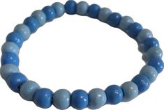 Blue Wooden Beaded Bracelets For Beach, Adjustable Blue Beaded Bracelets With Wooden Beads, Casual Light Blue Beaded Bracelets, Blue Wooden Beads Bracelet, Light Blue Beaded Bracelets With Round Beads, Casual Blue Hand-strung Bracelets, Casual Blue Hand-strung Beaded Bracelets, Casual Blue Hand-strung Stretch Bracelet, Casual White Stretch Bracelet With Wooden Beads