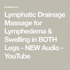 Lymphatic drainage massage, or manual lymphatic drainage, is an important part of managing leg lymphedema, lipedema, venous swelling, and lymphatic health. F... Lymph Fluid, Cosmetic Surgery, Drain, Massage, Audio, Health