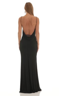 Mira Lace Open Back Maxi Dress in Black | LUCY IN THE SKY Prom Dress Open Back Long, Open Back Black Dress Long, Scoop Back Prom Dress, Black Backless Prom Dresses, Black Backless Silk Dress, Back Less Prom Dress, Long Black Fitted Dress Outfit, Flowy Open Back Dress, Long Dress With Open Back