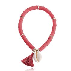 Style: Europe and America Material: Alloy Fashion Element: Tassel, Geometric Coral Beaded Bracelets For The Beach, Coral Beaded Bracelets For Beach, Coral Beaded Beach Bracelets, Coral Beach Bracelet Jewelry, Coral Bracelet Jewelry For Beach, Red Bohemian Jewelry For Vacation, Bohemian Red Jewelry For Vacation, Coral Colored Beach Bracelet, Coral Beaded Bracelet For The Beach