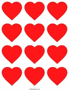 red hearts are arranged in the shape of heart shapes