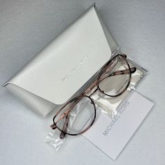 Brand New Michael Kors Rose Gold / Pink Tortoise Glasses Mk 3066j (Style: Empire Round) Metal Frames Mk Logo On The Sides 1108 Size 53-17-140 Comes With Care Card And Branded Microfiber Lens Cloth Comes With Hard Saffiano Leather Snap-Closure Glasses Case You Can Send These Frames To A Lab With Your Eyeglass Prescription To Get Custom Lenses Put In Them. Rose Gold Glasses, Michael Kors Clothes, Michael Kors Glasses, Tortoise Glasses, Womens Glasses Frames, Michael Kors Sunglasses, Michael Kors Fashion, White Sunglasses, Mk Logo