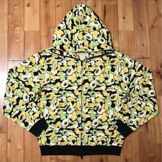 (eBay) Kaws × BAPE cloud camo full zip hoodie A Bathing Ape Size S Ape Bape, Camo Hoodie, Hoodie Green, Bathing Ape, A Bathing Ape, Yellow Fashion, Green Jacket, Full Zip Hoodie, Hoodie Jacket