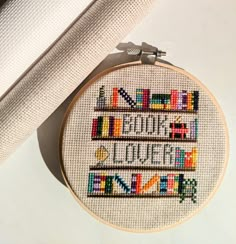 there is a cross stitch pattern on the hoop