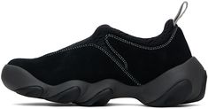 Low-top mesh and suede slip-on sneakers in black. · Logo bonded at vamp · Webbing pull-loop at sock-style collar · Padded Ortholite® insole · Aeroprene™ jersey lining · Sculptural EVA rubber midsole · Treaded rubber sole · Contrast stitching in white Supplier color: Caviar mesh Sporty Black Slip-on Sneakers With Vibram Sole, Black Suede Sports Sneakers, Black Textured Sole Slip-on Sneakers For Streetwear, Black Slip-on Sneakers With Boost Midsole For Light Sports, Black Slip-on Sneakers With Textured Sole For Streetwear, Modern Black Slip-on Sneakers With Rubber Sole, Textured Sole Slip-on Sneakers For Streetwear, Functional Slip-on Sneakers With Textured Sole For Streetwear, Black High-top Slip-on Sneakers With Textured Sole