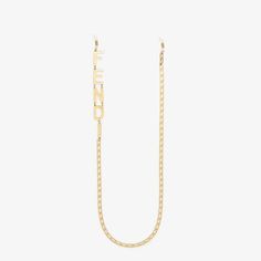 Glasses chain with link chain and Fendi lettering. Features small hooks at the ends. Made of gold-finish metal. Made in Italy. One Size Fendi Logo Design, Fendi Store, Fendi Logo, Glasses Chain, Exclusive Gift, Chain Gold, Colourful Necklace, Link Chain, Gold Finish