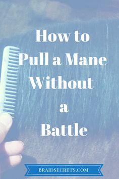 a close up of a person holding a comb with text overlay reading how to pull a mane without a battle