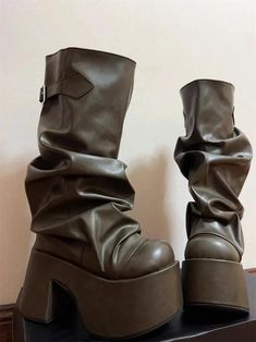 Dark Street, Dr Shoes, Wedges Heels, Boots Woman, Punk Boots, Funky Shoes, High Wedges, New Rock, Aesthetic Shoes